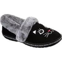 SKECHERS BOBS Too Cozy - Meow Pajamas Damen Hausschuhe gefüttert Schwarz