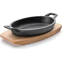 Lacor Magma Platte oval mit Holzunterlage 21.7x15cm H8cm