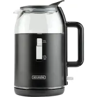Bourgini Bouilloire en verre - Noir mat - Utilisation sans fil - Remplissage facile par le couvercle - Grande capacité de 1,5 L - Sans BPA