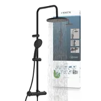 Schutte Schül Adria Duschsystem - Regendusche - mit thermostatischer Duschhahn - Matt Black (60171)
