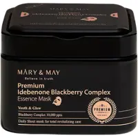 MARY & MAY , Masque Beauté à l'Essence Complexe Premium Idébénone et Mûre, 20 Feuilles, 0,44 oz (12,5 g)