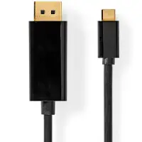 Nedis Adaptateur USB-C | USB 3.2 Gen 1 | USB-C mâle | DisplayPort mâle | 4K@60Hz | 2,00 m | Rond | Plaqué or | PVC | Noir | Boîte