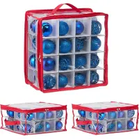 Relaxdays 3x boîte de rangement pour boules de Noël (3x, 32 x 32 x 16 cm)