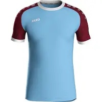 Jako Iconic Maillot à Manches Courtes Enfants - Bleu Doux / Rouge Vin
