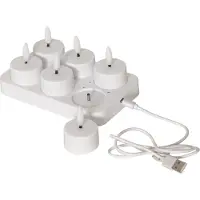 Star Trading Lot de 6 bougies chauffe-plat LED Flamme Charge, Blanc (6x)