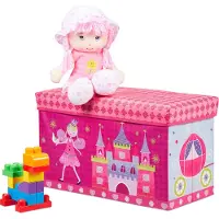 Relaxdays Tabouret coffre jouet pouf enfant