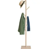Relaxdays Portemanteau , forme d'arbre, dimensions : 177 x 30 x 30 cm, 8 crochets, arbre à poches à 3 hauteurs, bois de caoutchouc et MDF, beige