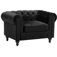Beliani Velours Fauteuil Noir Chesterfield