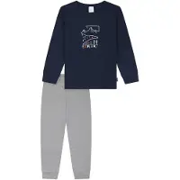 Schiesser Pyjama 'Boys World' bleu marine / gris chiné