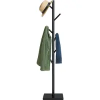 Relaxdays Portemanteau , forme d'arbre, dimensions : 177 x 30 x 30 cm, 8 crochets, arbre à poches à 3 hauteurs, bois de caoutchouc et MDF, noir