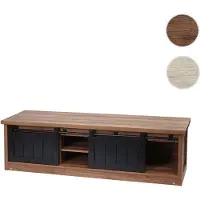 Mendler Meuble TV HWC-K75, Table de télévision, portes coulissantes, compartiments de rangement, aspect bois métal industriel 43x150x40cm brun