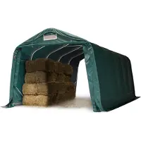 TOOLPORT Abri foin robuste 3,3x6 m étanche bâche PVC 800N, vert, ancrage pour sol dur