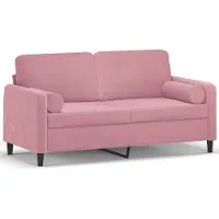 vidaXL Canapé 2 places avec coussins décoratifs rose 140 cm velours