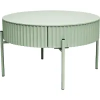 En.casa Table basse 'Rill' avec tiroir rond pieds métal 36 x Ø60 cm vert menthe