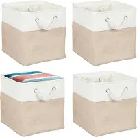 Relaxdays Aufbewahrungskorb Leinen im 4er Set (28 cm, 4x)