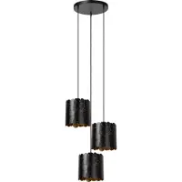 Lucide Lampe suspendue Almelo 3 couleurs noires claires avec un cercle intérieur doré