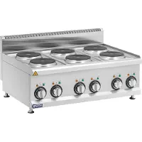 Royal Catering Cuisinière électrique professionnelle - 12 kW - 6 plaques - 90 x 65 cm - Pro 650 Series - RCES-120/700-6B