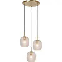 Lucide ALICENT – Suspension – Diamètre : 35 cm – 3 ampoules E27 – Finition : Or mat / Laiton