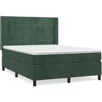 vidaXL Lit boxspring avec matelas vert foncé 140x190 cm velours