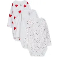 Petit Bateau Body m/l - 3 Pack - Blanc av. Cœurs - - 3 mois - Body M/L