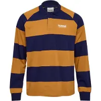 Hummel Loose Striped Long Sleeve Polo Jaune,Bleu XL