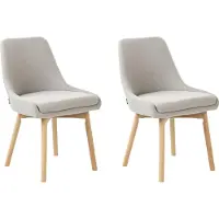 Beliani Ensemble de 2 chaises de salle à manger gris clair tissu polyester pieds en bois assise rembourrée