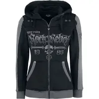 Rock Rebel by EMP Sweat-shirt zippé à capuche de - Veste À Capuche Noire Imprimé Rock Rebel & Crânes - S - 5XL - pour Femme - noir - Taille XXL