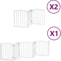 vidaXL Porte pour chien 12 pièces avec porte Pliable Blanc 600 cm Bois de peuplier