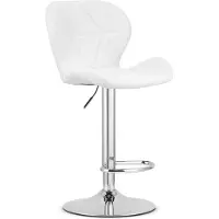 Leobert Tabouret De Bar - - West - Simili Cuir Blanc/Base Chromée - 46 X 48,5 X 90-111 Cm