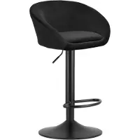 Leobert Tabouret De Bar - - East - Velours Noir/Base Noire - 53 X 46 X 81-103 Cm
