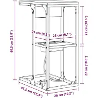 vidaXL Table de chevet Chêne fumé 41.5 x 26 x 60.5 cm