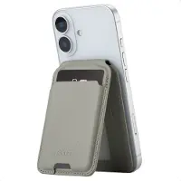 Accezz Portefeuille en cuir avec support - Compatible avec MagSafe et Qi2 - Light Grey