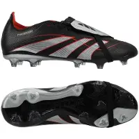 Adidas Chaussures de football Homme Predator League Tongue BSR Obsidian Strike FG/MG terrain ferme/multi-terrain Core Black/Silver Metallic/Vivid Red