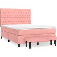 vidaXL Lit boxspring avec matelas rose 140x190 cm velours
