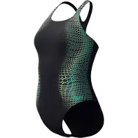 Speedo Digital Printed Medalist Swimsuit Noir UK 38 Femme