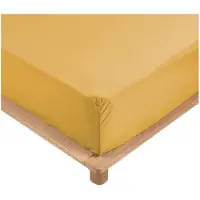 Promo Linge Draps Housse - - LIA - Percale de Coton 78fils - 190x140cm - jaune