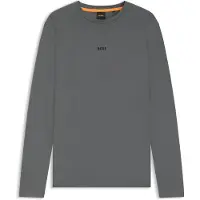 BOSS T-shirt en coton stretch à manches longues et logo imprimé