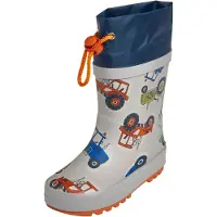 Playshoes Bottes en caoutchouc marine / bleu clair / gris clair / orange foncé