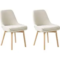 Beliani Ensemble de 2 chaises de salle à manger beige clair tissu polyester pieds en bois assise rembourrée
