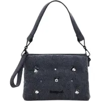 Desigual Elégant sac gris pour femme avec rivets Mickey et sangles polyvalentes