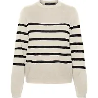 Vero Moda Pull-over 'VMSaba' beige clair / noir