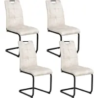 Beliani Lot de 4 chaises de salle à manger, revêtement en tissu beige clair, sans accoudoirs, pieds en métal, style moderne, cuisine, salle à manger
