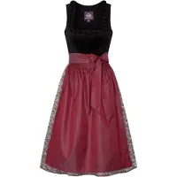 Spieth & Wensky Dirndl 'Gloria' gris / gris foncé / rouge carmin / noir