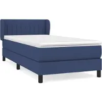 vidaXL Lit boxspring avec matelas bleu 90x190 cm Tissu