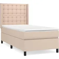 vidaXL Lit Boxspring Matelas Cappuccino-Brun 100x200cm Similicuir