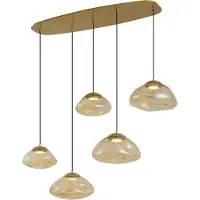 QAZQA Suspension Chic Hôtel Laiton avec Verre Ambré 5 Lumières - Gus