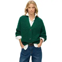 Superdry Femme Cardigan Col V Épais Green Taille: 44
