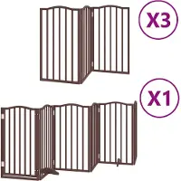 vidaXL Porte pour chien 15 pièces avec porte Pliable Marron 750 cm Bois de peuplier