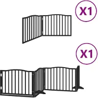 vidaXL Porte pour chien 6 pièces avec porte Pliable Noir 480 cm Bois de peuplier