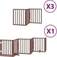 vidaXL Porte pour chien 15 pièces avec porte Pliable Marron 750 cm Bois de peuplier